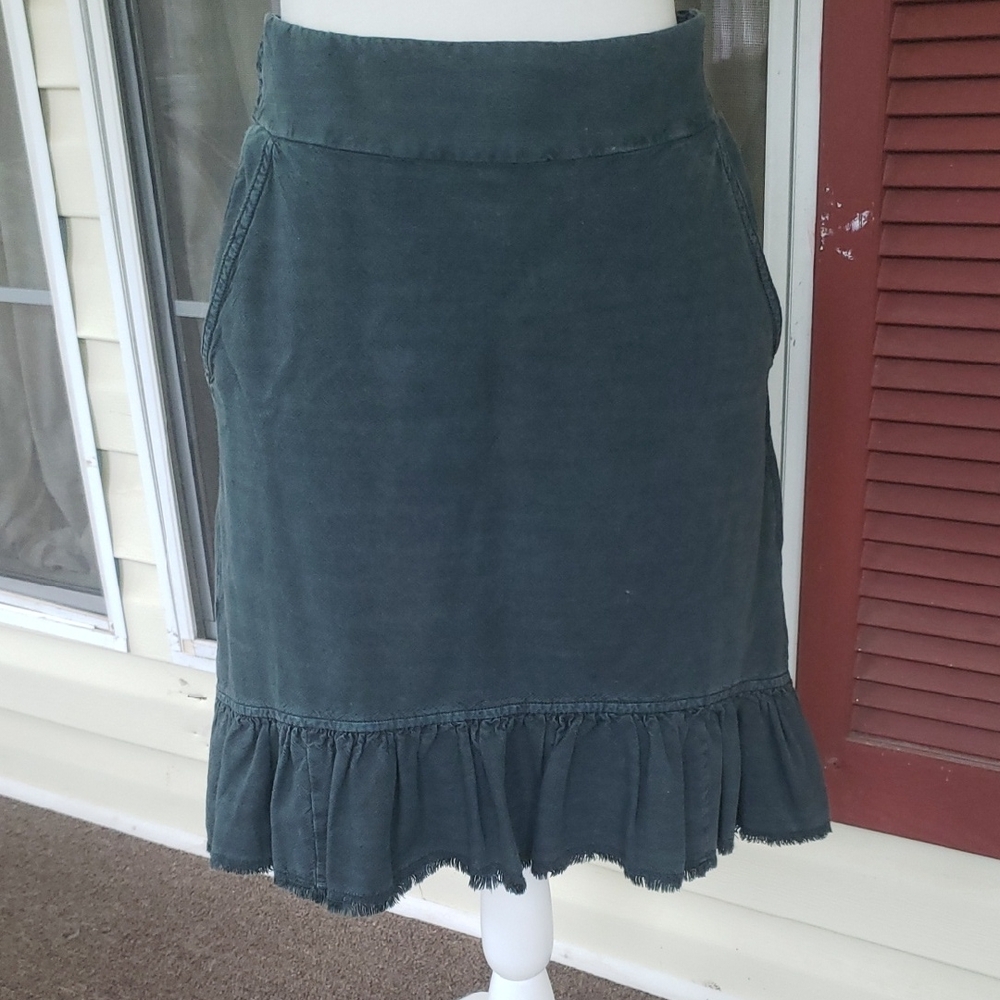 PILCRO ANTHRO Amora Dark‎ Green Ruffled Women's XS Skirt